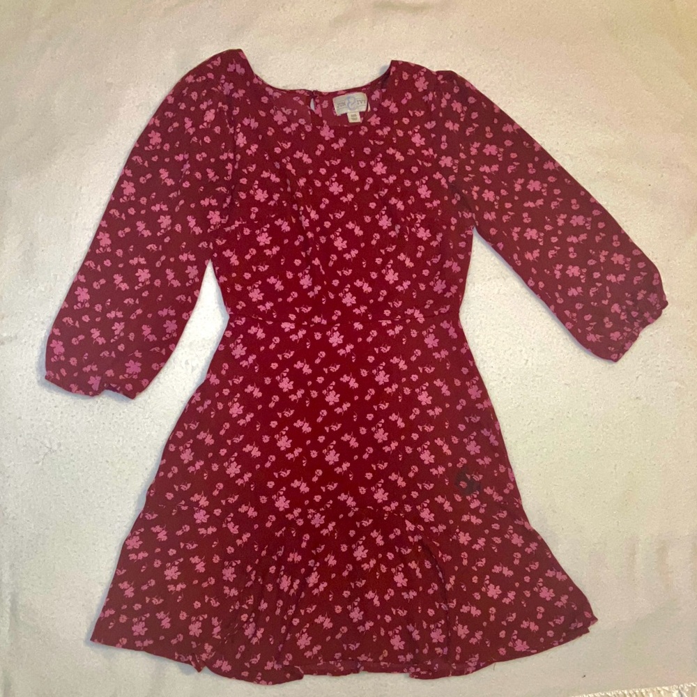 🌸 Jun & Ivy Red Floral Dress - XXS 🌸